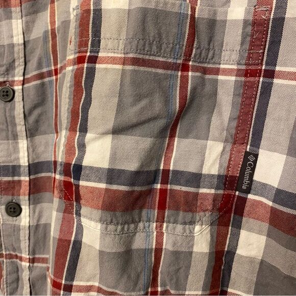 Columbia mens Burgundy gray 100% cotton plaid Long Sleeve button up Shirt-4X - Picture 7 of 9